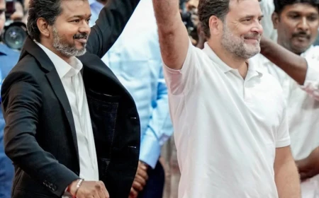 थलपति विजय की पार्टी TVK वोट चोरी के मुद्दे पर राहुल गांधी के साथ आई, चेन्नई में INDIA ब्लॉक के विरोध प्रदर्शन में हुई शामिल