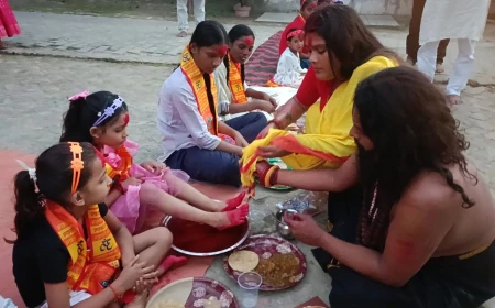 अघोरपीठ बाबा सत्यनाथ मठ में हुआ कन्या पूजन