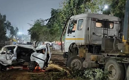 नूंह में भीषण सड़क हादसा: डंपर की टक्कर से तीन युवकों की मौत, शादी से लौट रहे थे