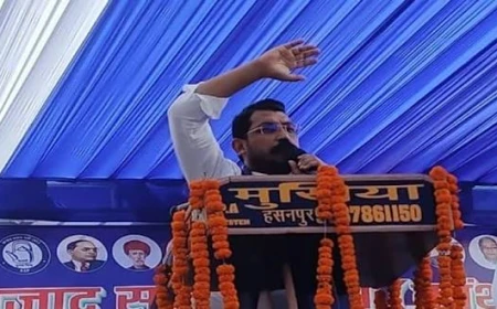 हसनपुर में चंद्रशेखर आजाद का योगी सरकार पर हमला, बोले- कानून का इकबाल खत्म, हर हिसाब चुकता करना है