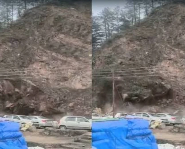 शिमला में भारी भूस्खलन: संजौली बाईपास पर दरकी पहाड़ी, बाल-बाल बचीं गाड़ियां